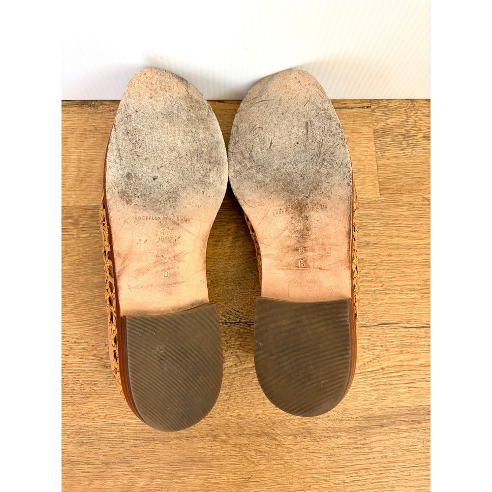Loeffler Randall Rachel Women's Size 8 Tan Raffia Penny Loafers Coastal Preppy - Picture 4 of 4